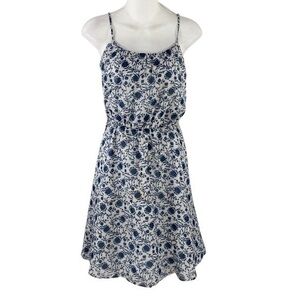 NWT Loft blue white floral print tank elastic waist dress RR28
